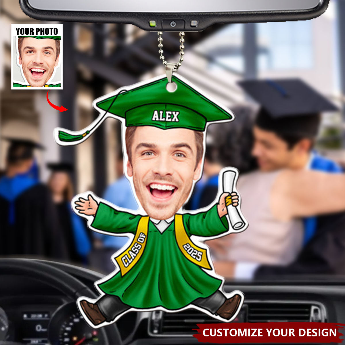 Custom Funny Face Graduation Personalized Acrylic Keychain