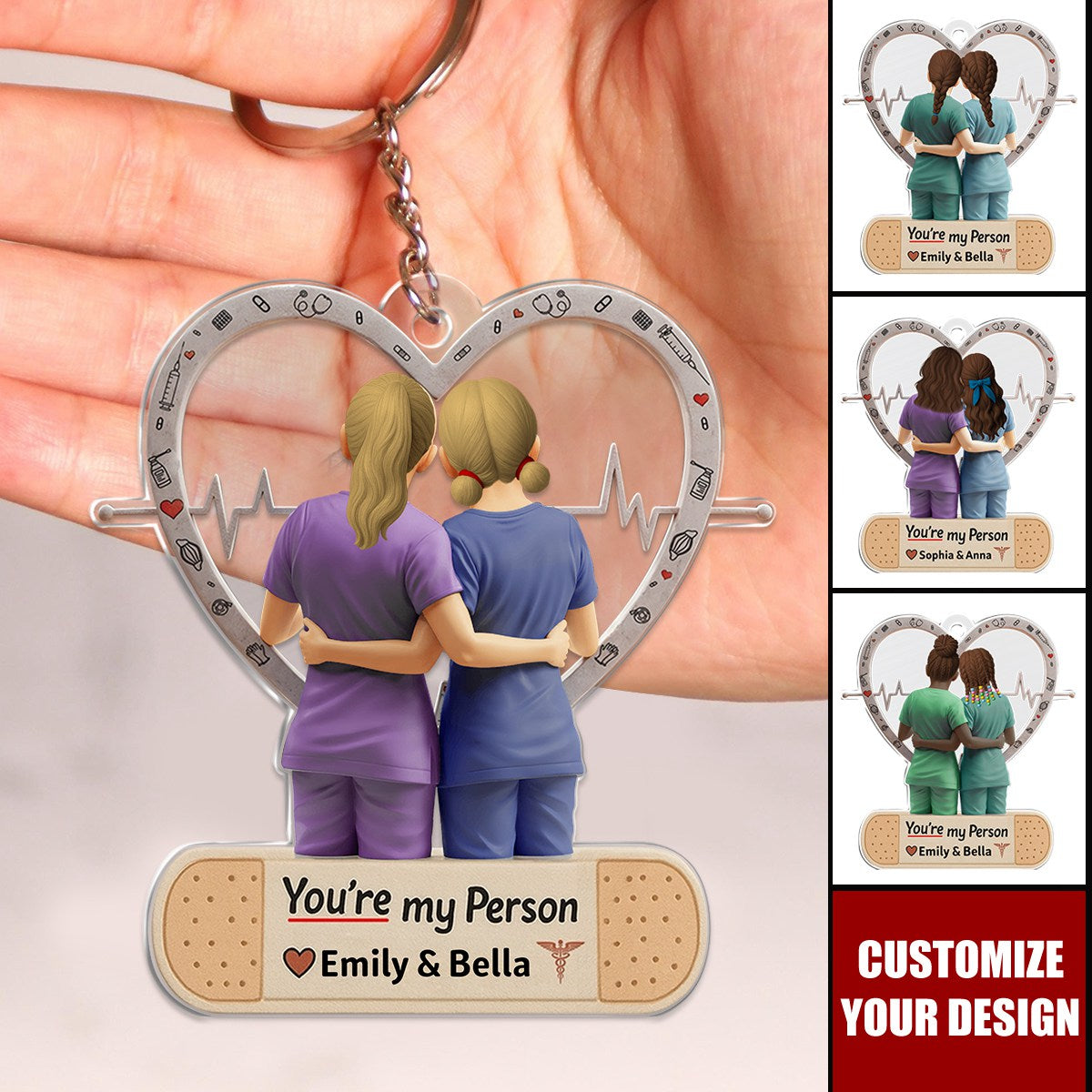 Nurse Besties Acrylic Keychain - Personalized Gifts For Nurse Colleague