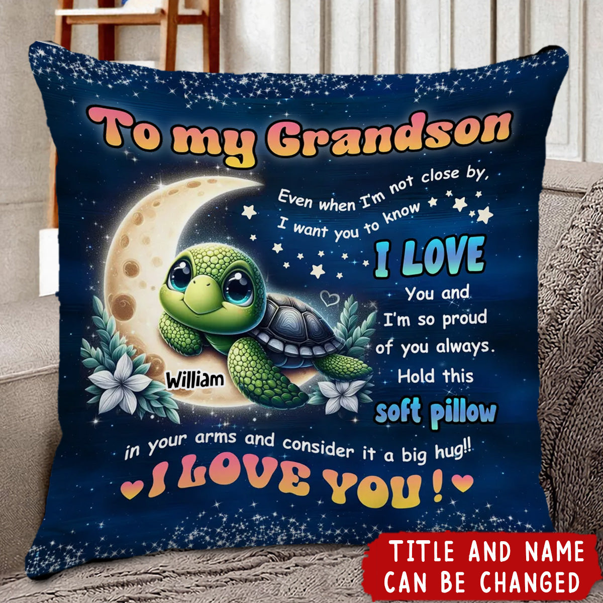 Personalized Gift For Grandson Turtle I Am Proud Of You Pillow