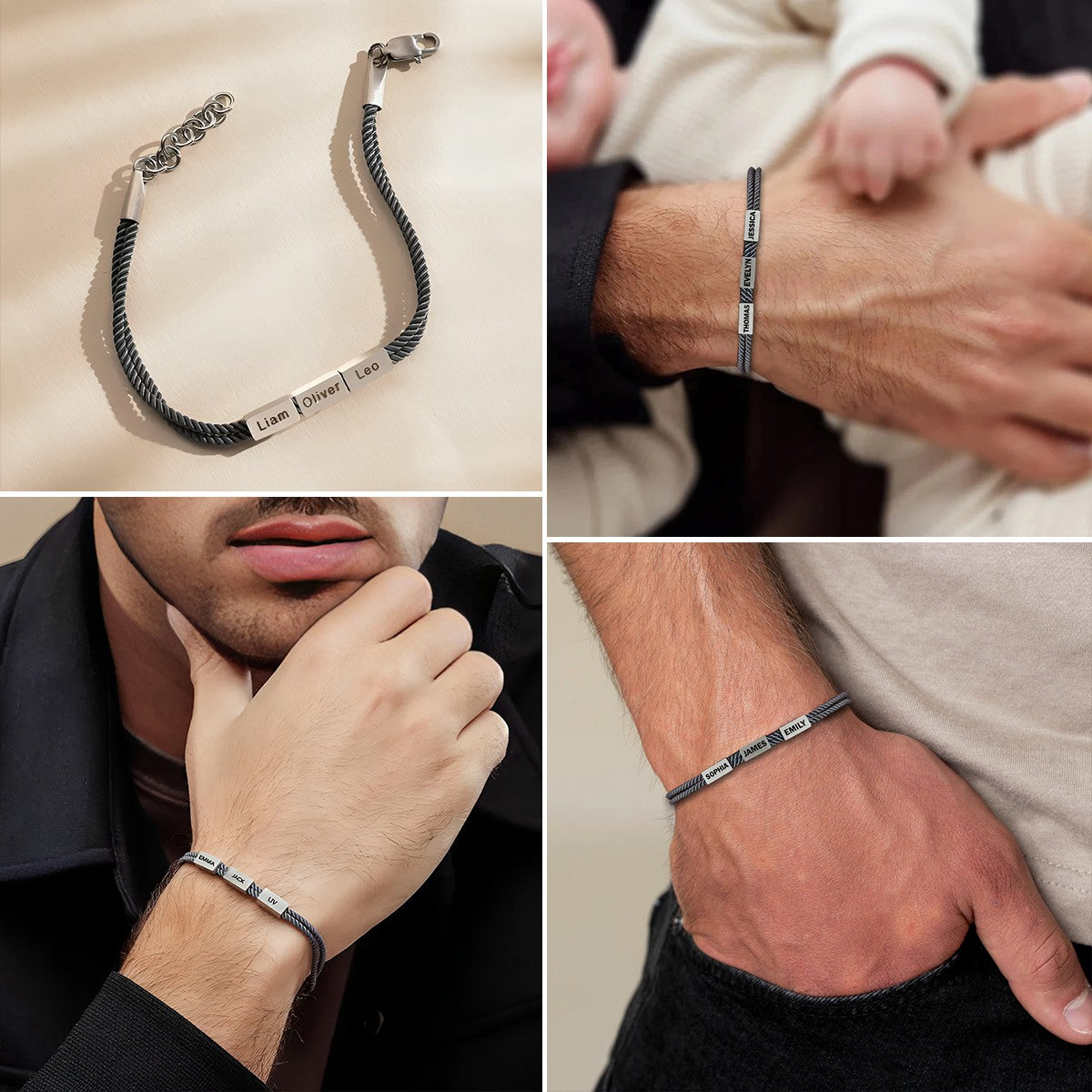 Bracelet For Dad With Kids Names - Personalized Bracelet, Father’s Day Gift