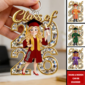 Congrats Grad Woman Man Crystal Effect - Personalized Acrylic Keychain