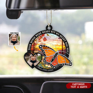 A Piece Of My Heart Lives In Heaven - Personalized Memorial Photo Suncatcher Ornament