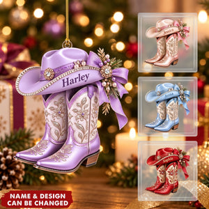 Cowgirl Boots – Personalized Acrylic Custom Shape Ornament, Gift for Country Girl