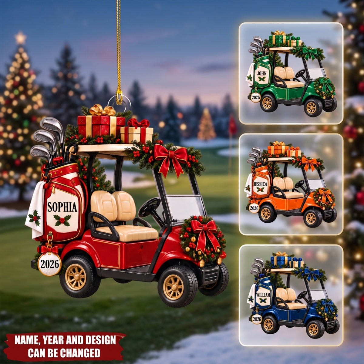 Golf Cart – Personalized Acrylic Custom Shape Ornament