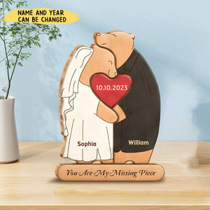 Custom Bear Couple Wooden Puzzle - Gift Idea For Couple/ Him/ Her/ Valentine's Day - You Are My Missing Piece