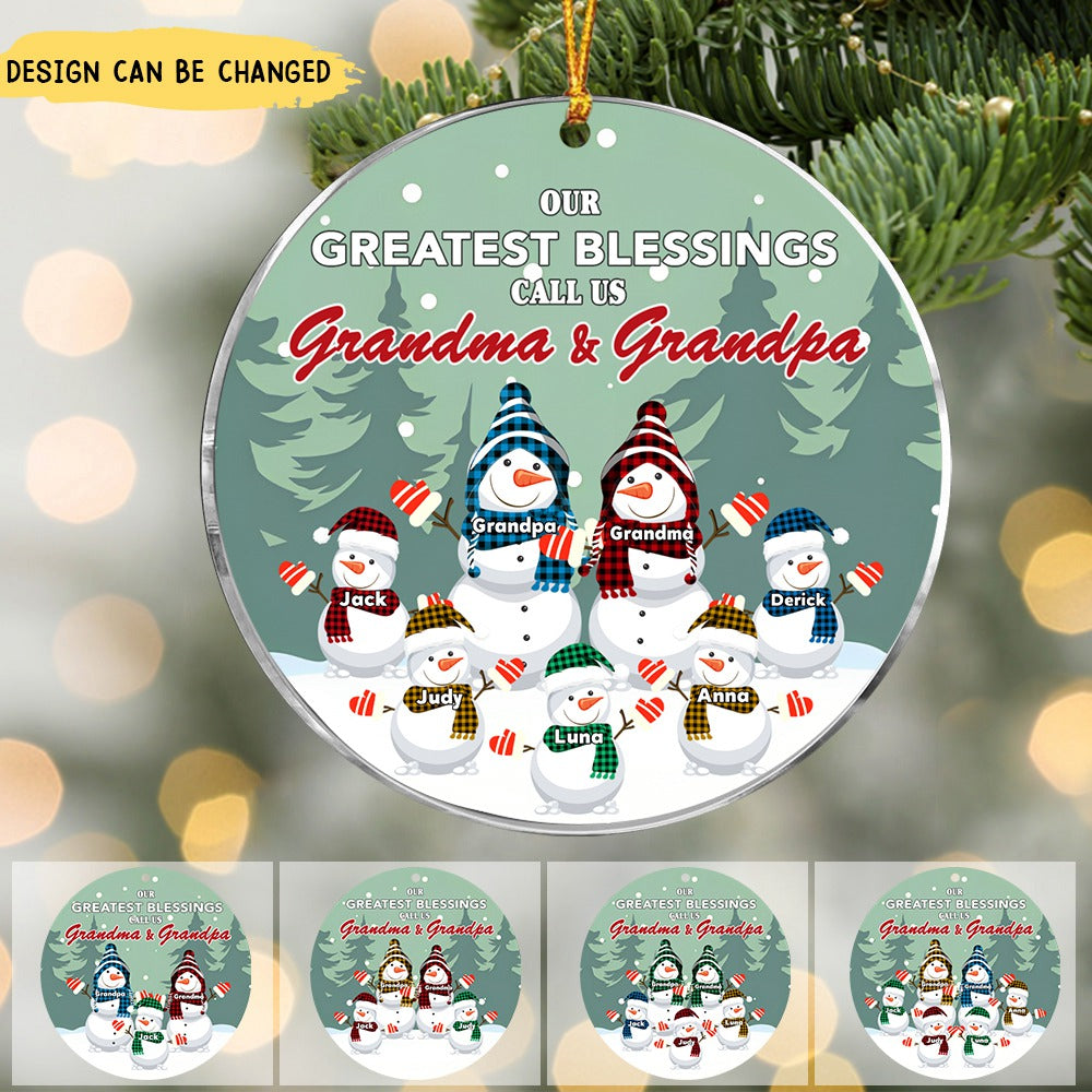 Family - Our Greatest Blessings Call Us Grandma And Grandpa - Personalized Circle Ornament
