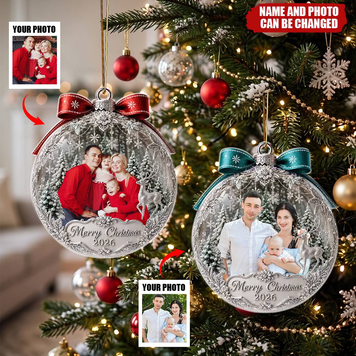 Sparkling Joy To Our Little Family - Personalized Christmas Acrylic Ornament