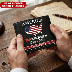 Customized USA 250th Anniversary Wallet - Personalized Name - The Patriot's Gift