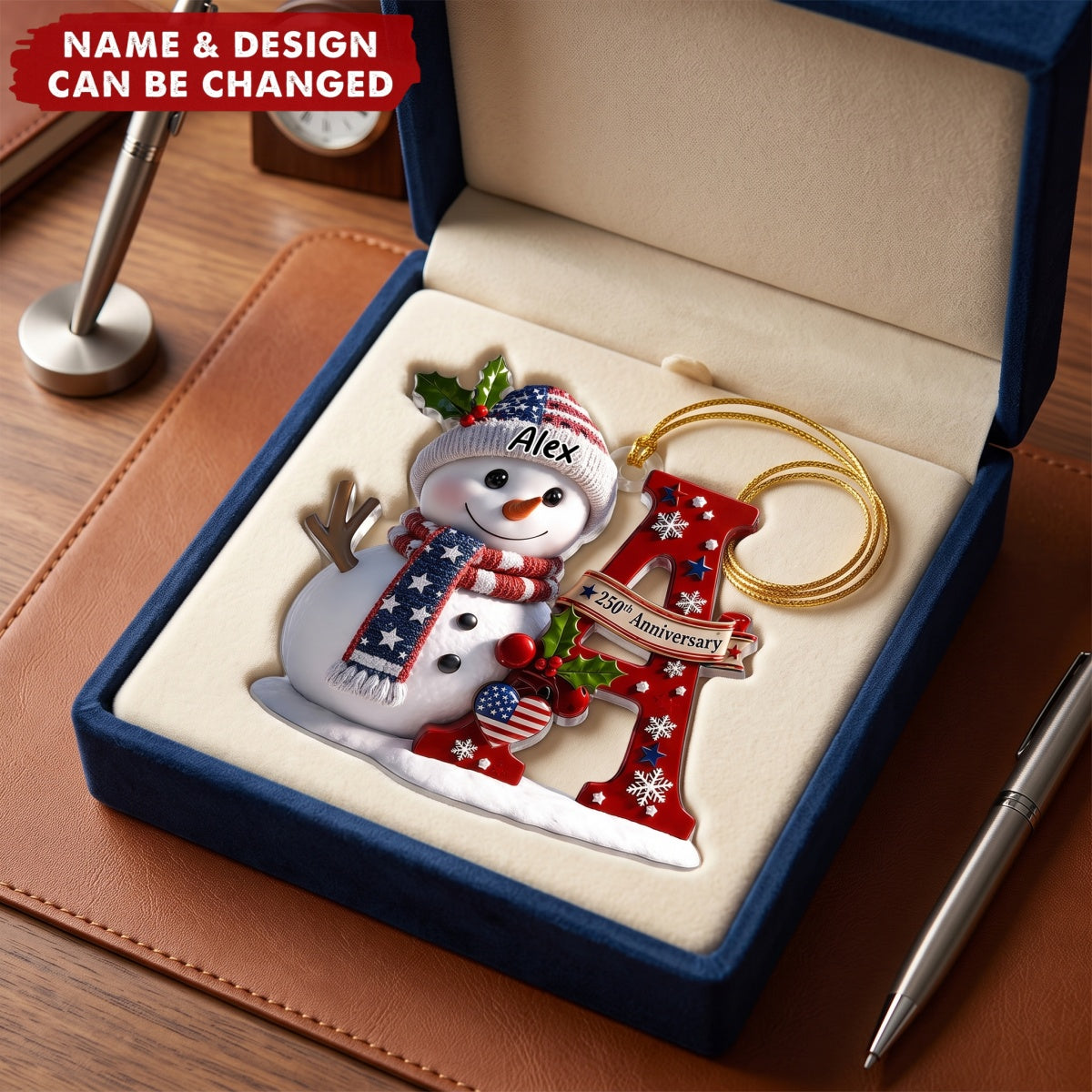 Anniversary Snowman Merry Christmas - Personalized Acrylic Custom Shape Ornament
