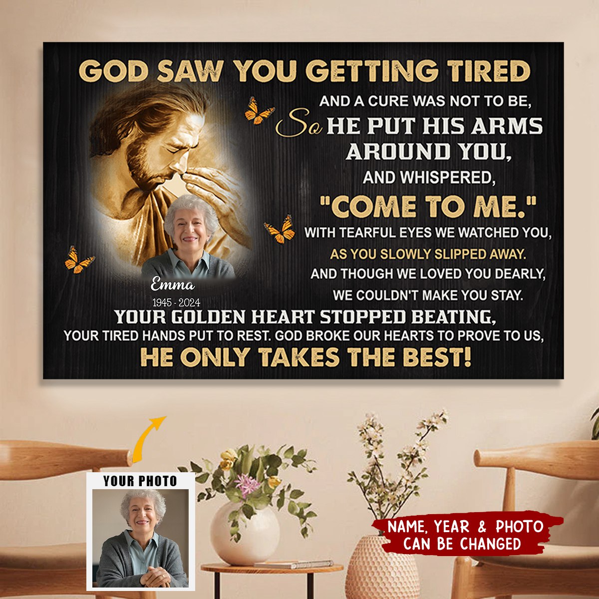 Upload Photo - God Saw You - Personality Canvas - Gift For Loss Memorial Gift