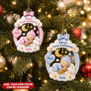 Baby’s First Christmas Sleeping Baby - Personalized Acrylic Custom Shape Ornament