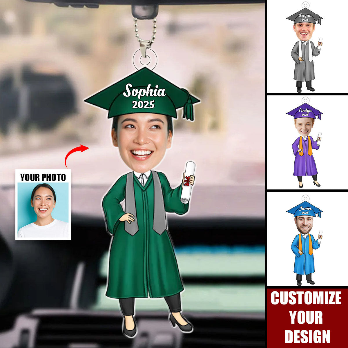 Custom Photo You Belived You Could So You Did - Personalized Acrylic Car Ornament, Graduation Gift For Family Members