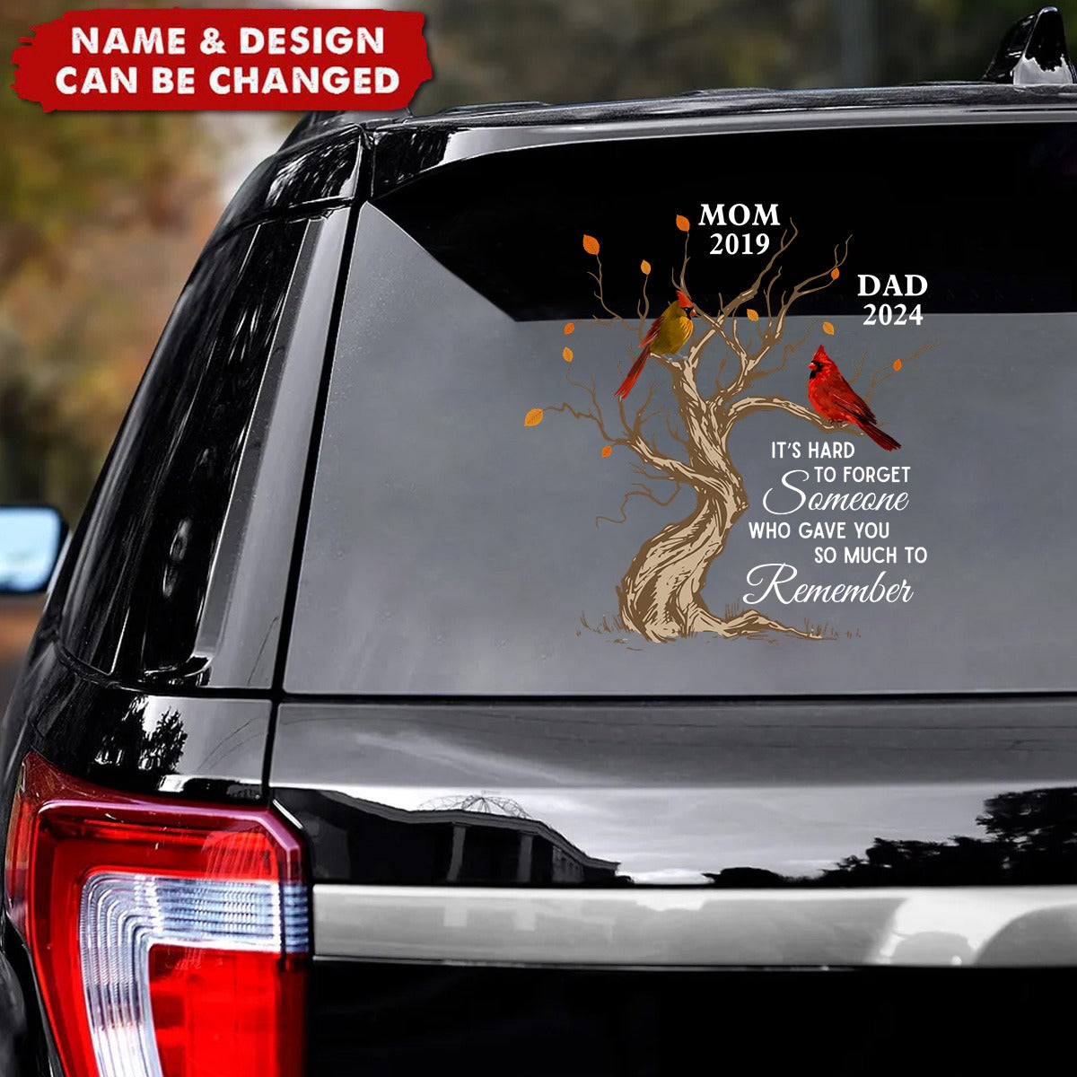 Hard To Forget Someone Cardinal Family Memorial Remembrance Personalized Decal