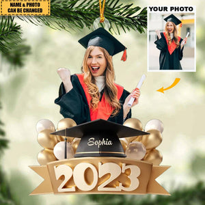 2023 Graduation - Personalized Custom Photo Ornament - Christmas, Graduation Gift For Family Members, Friends