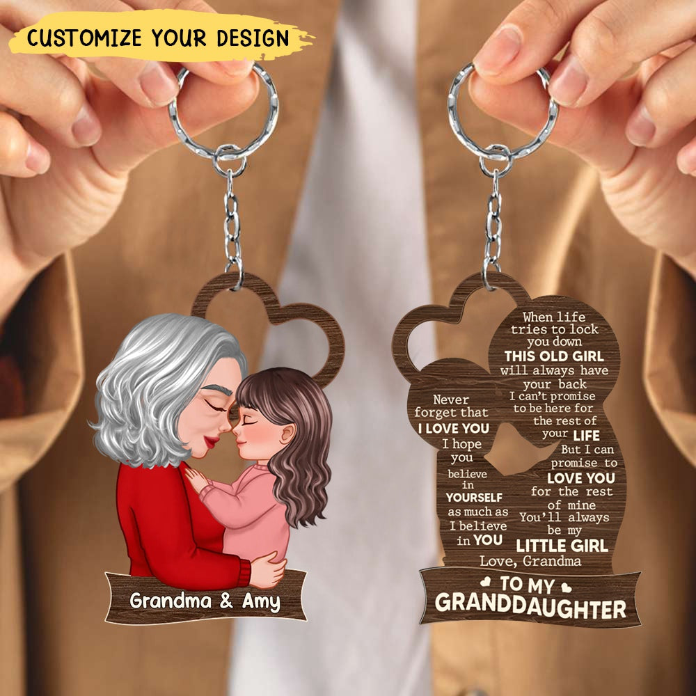 To My Mom Grandma Son Daughter Grandson Granddaughter Personalized Wooden Keychain