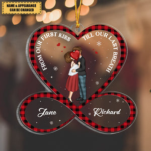 Hugging and Kissing Couples With Infinite Heart - Personalized Acrylic Ornament