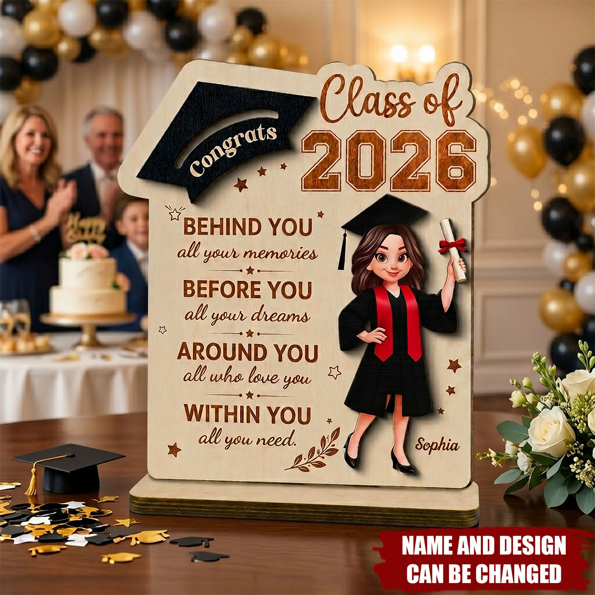 Behind You All Your Dream Graduation - Personalized 2-Layered Wooden Plaque, Gift For Graduates