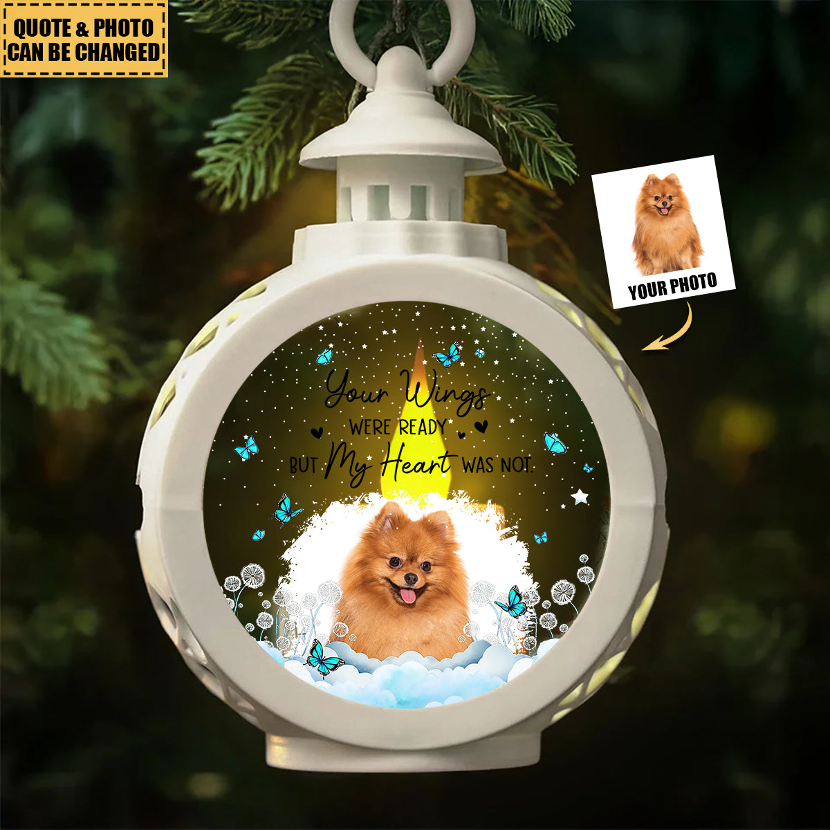 Custom Photo I'm Always With You - Pet Memorial Personalized Candlelight Lantern Ornament - Sympathy Gift
