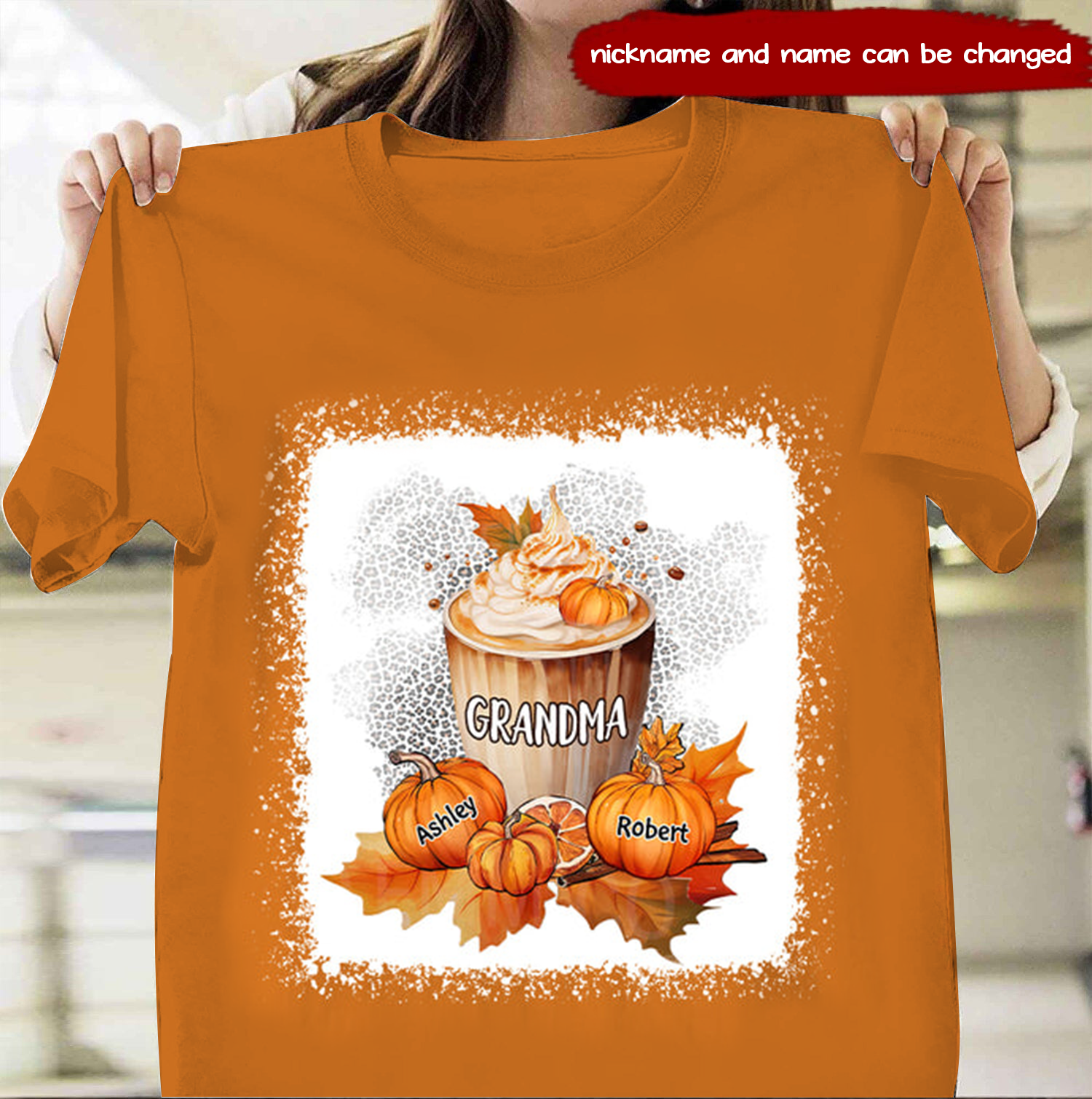 Grandma Mom Pumpkin Spice Latte Personalized Shirt