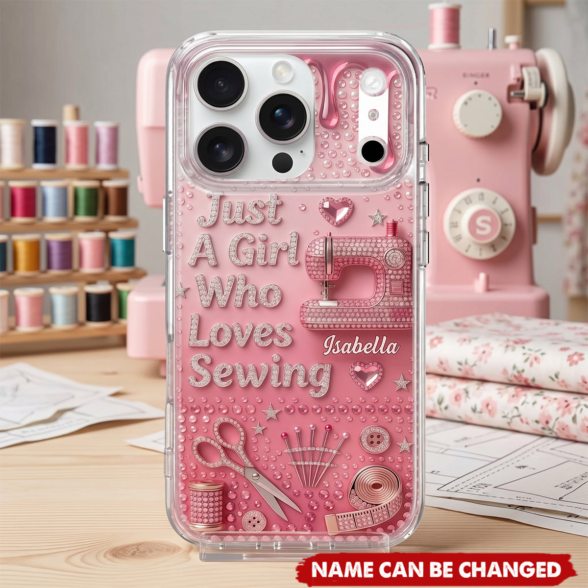 Just A Girl Who Loves Sewing - Personalized Phone Case, Gift For Sewing Lovers