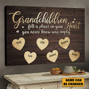 Family - Grandchildren Fill A Place In Your Heart- Personalized Canvas