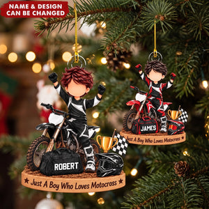 Just A Boy Who Loves Motocross  – Personalized Acrylic Custom Shape Ornament