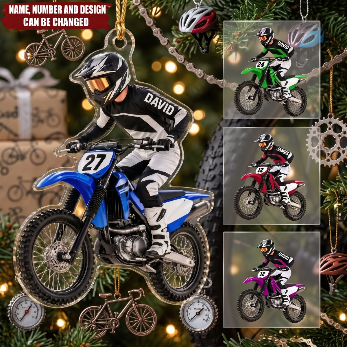 Motocross  – Personalized Acrylic Custom Shape Ornament, Gift for Biker