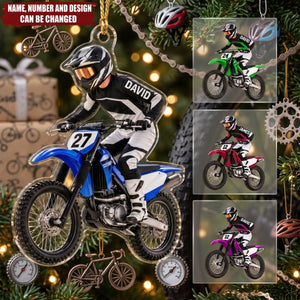 Motocross  – Personalized Acrylic Custom Shape Ornament, Gift for Biker