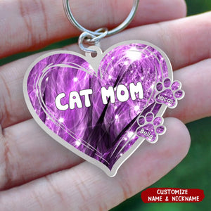 Lovely Heart Pet Mom Dad Personalized One-Side Acrylic Keychain