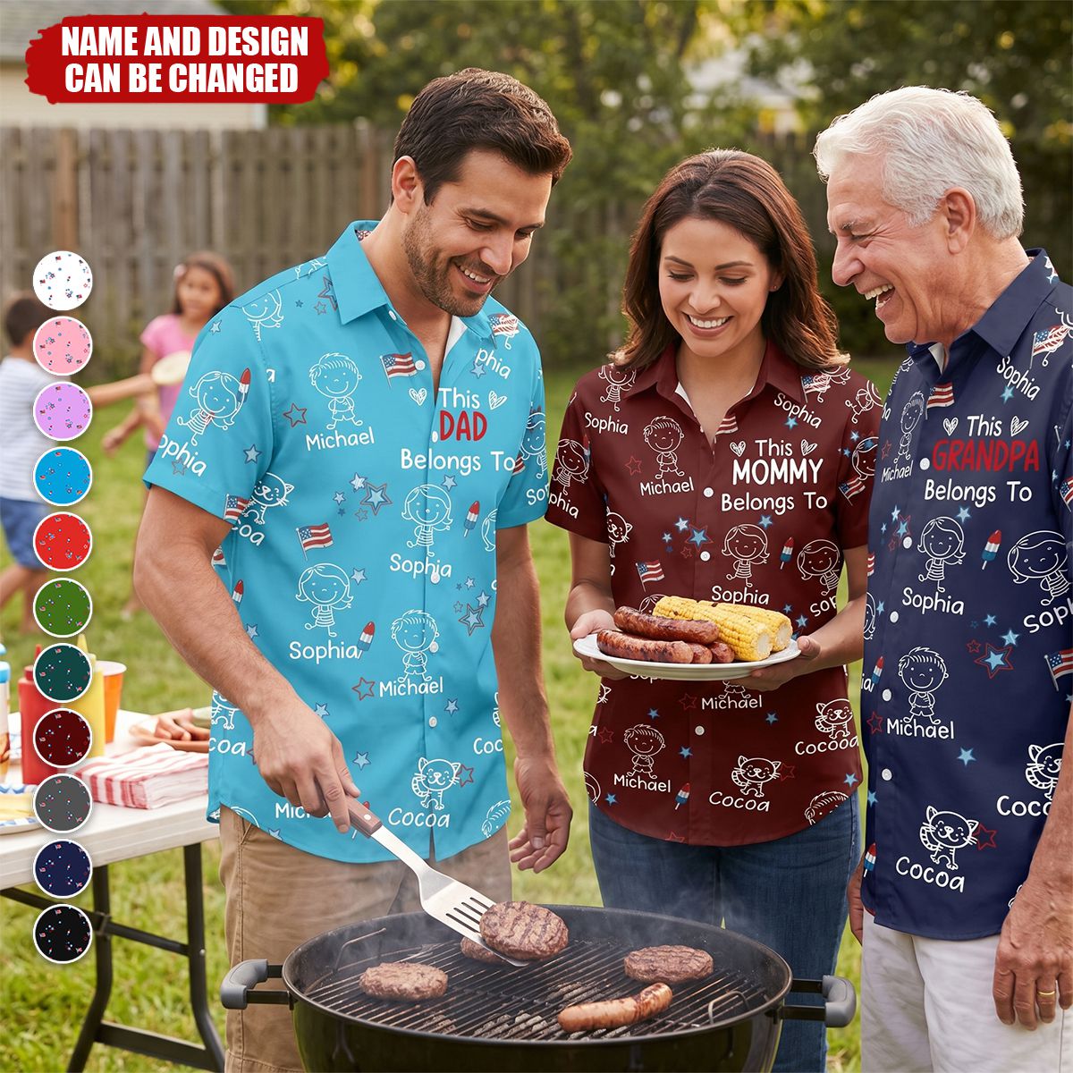 This Daddy Belongs To USA Flag Pattern - Personalized Hawaiian Shirt