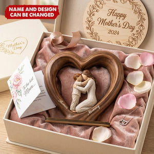 Mom and Daughter Son - Personalized 2-Layered Wooden Plaque, Mother's Day Gift for Mom, Wife