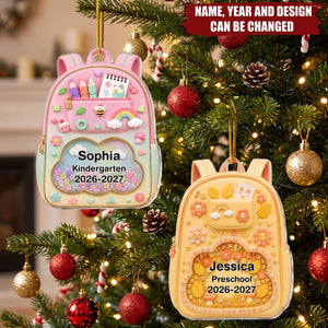 Kids School Backpack - Personalized Acrylic Custom Shape Ornament
