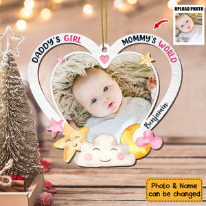 Gift For Newborn Baby Daddy And Mommy's World Photo Ornament