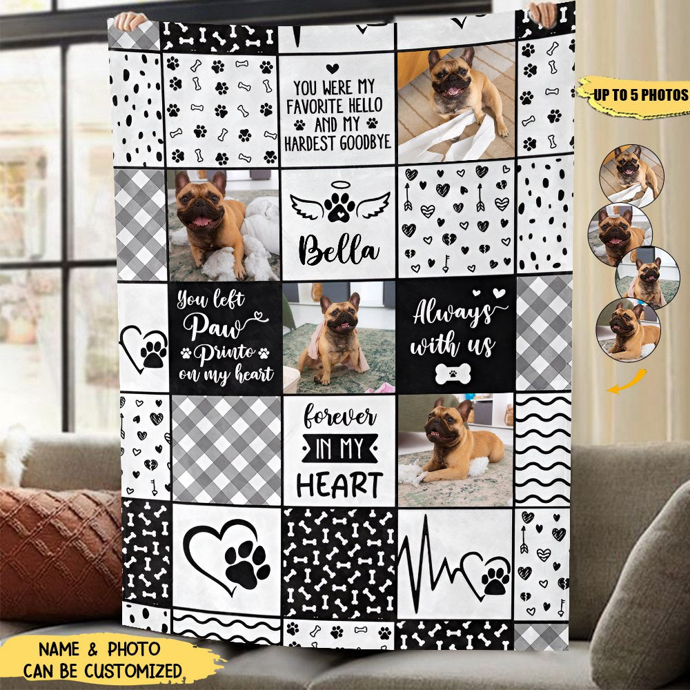 Pet Memorial Always With Us - Memorial Gift For Pet Lovers - Personalized Photo Fleece Blanket