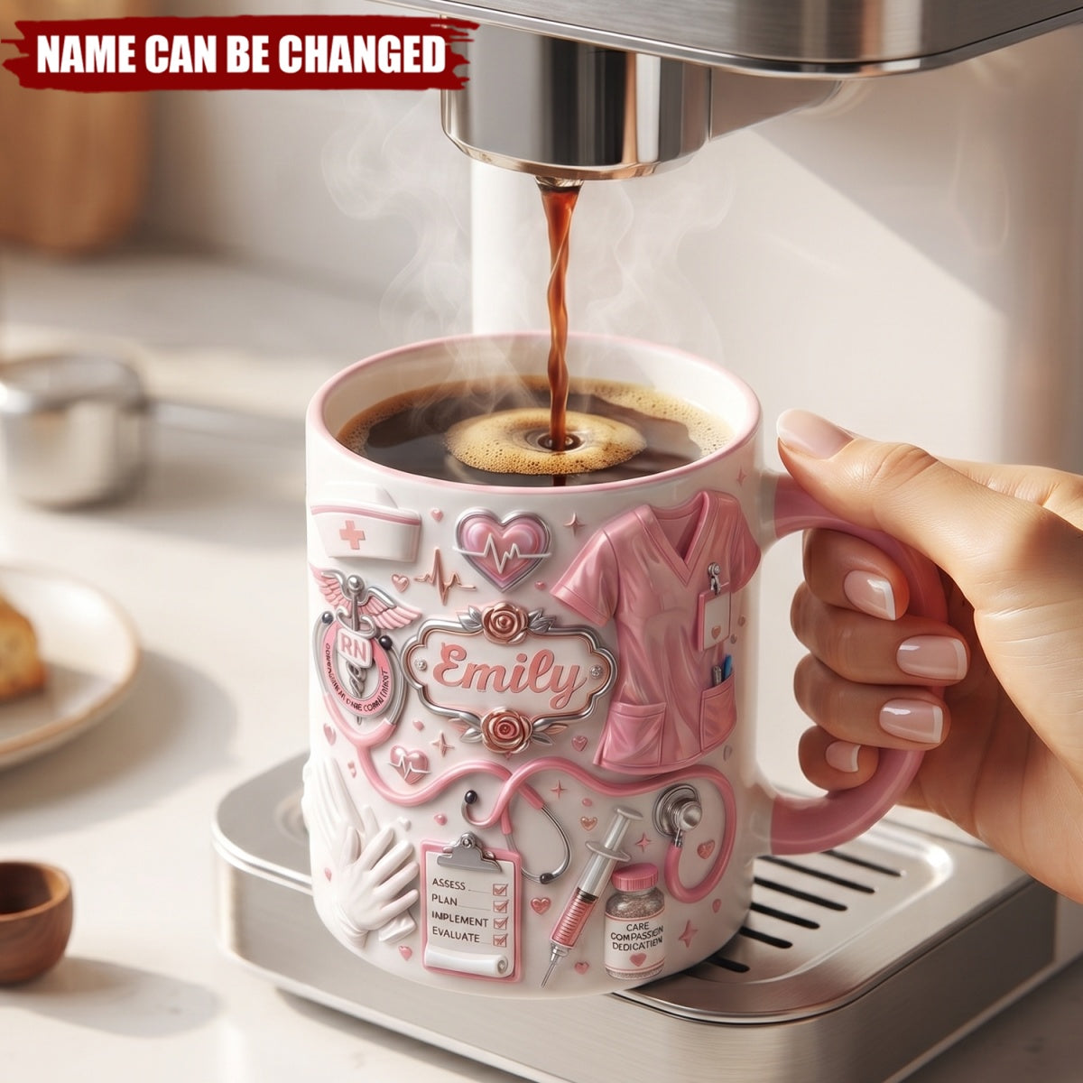Rose Floral Nurse Appreciation - Personalized Custom Coffee Mug