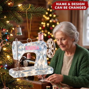 Crystal-Style Sewing Machine – Personalized Acrylic Custom Shape Ornament