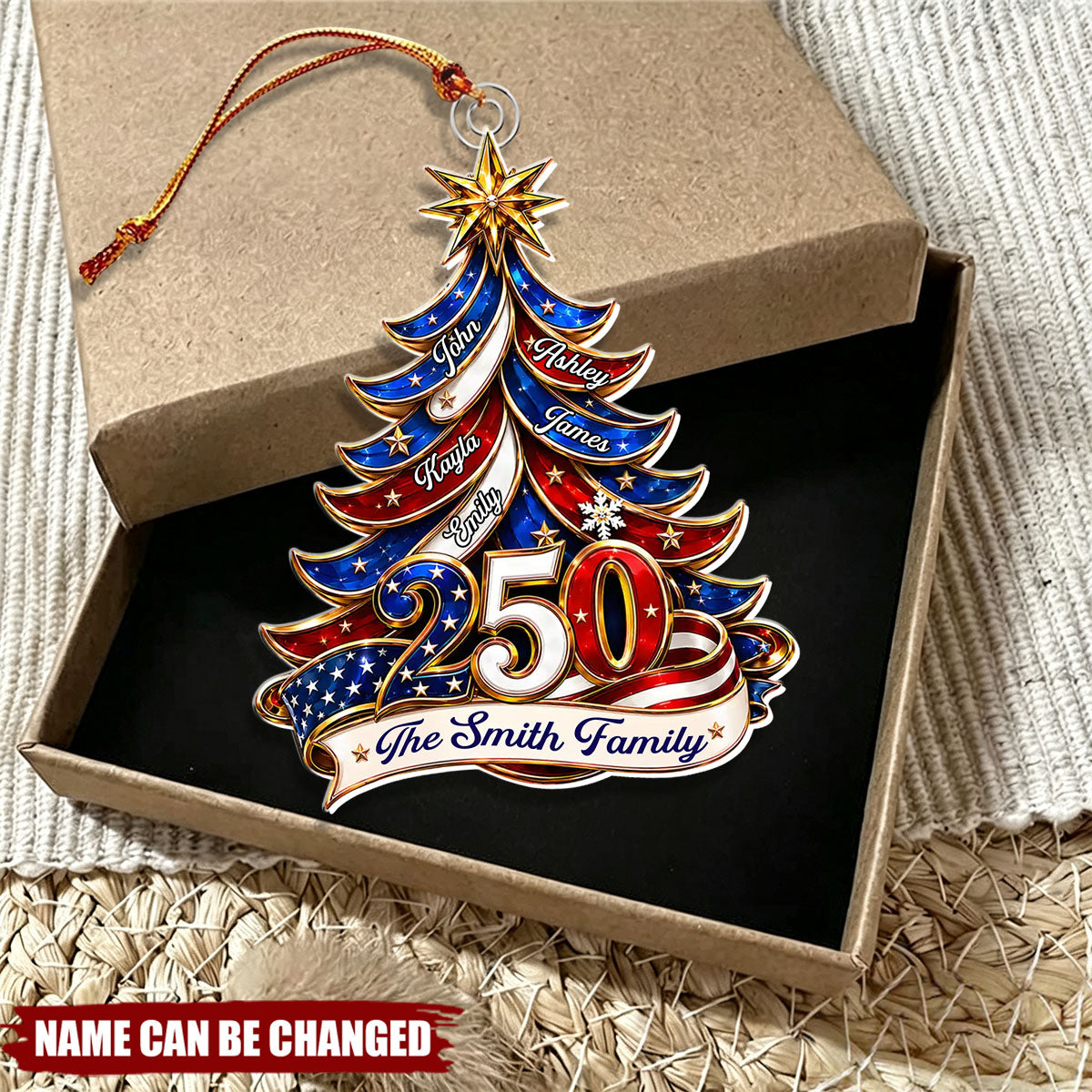 Patriotic Christmas Tree 250 - Personalized Acrylic Custom Shape Ornament