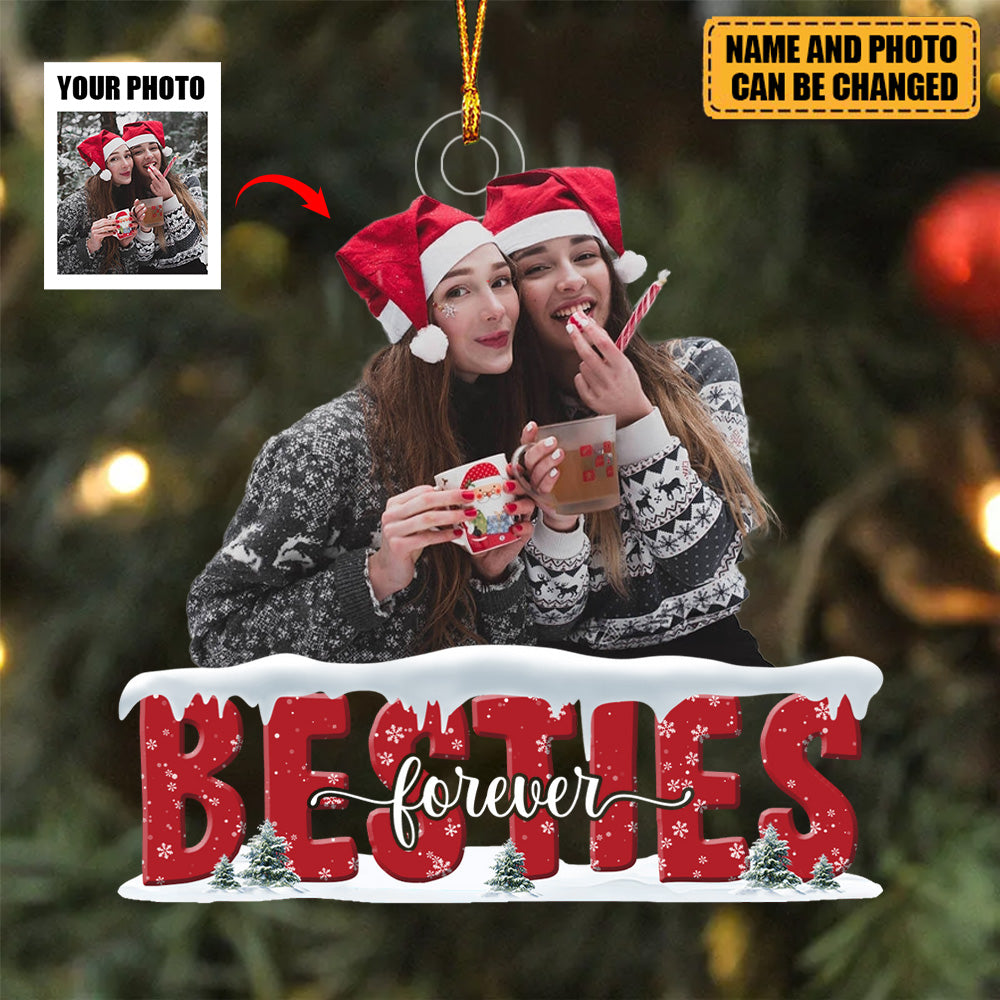 Besties Forever Christmas Custom Photo Acrylic Ornament