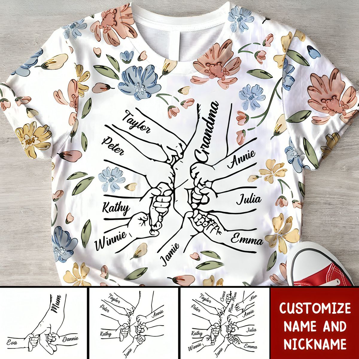 Hand In Hand, I Will Always Protect You - Gift For Mom, Grandma Personalized 3D T-shirt