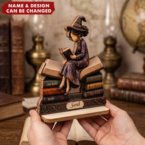 Just A Witch Who Loves Books - Personalized 2-Layer Wood Plaque