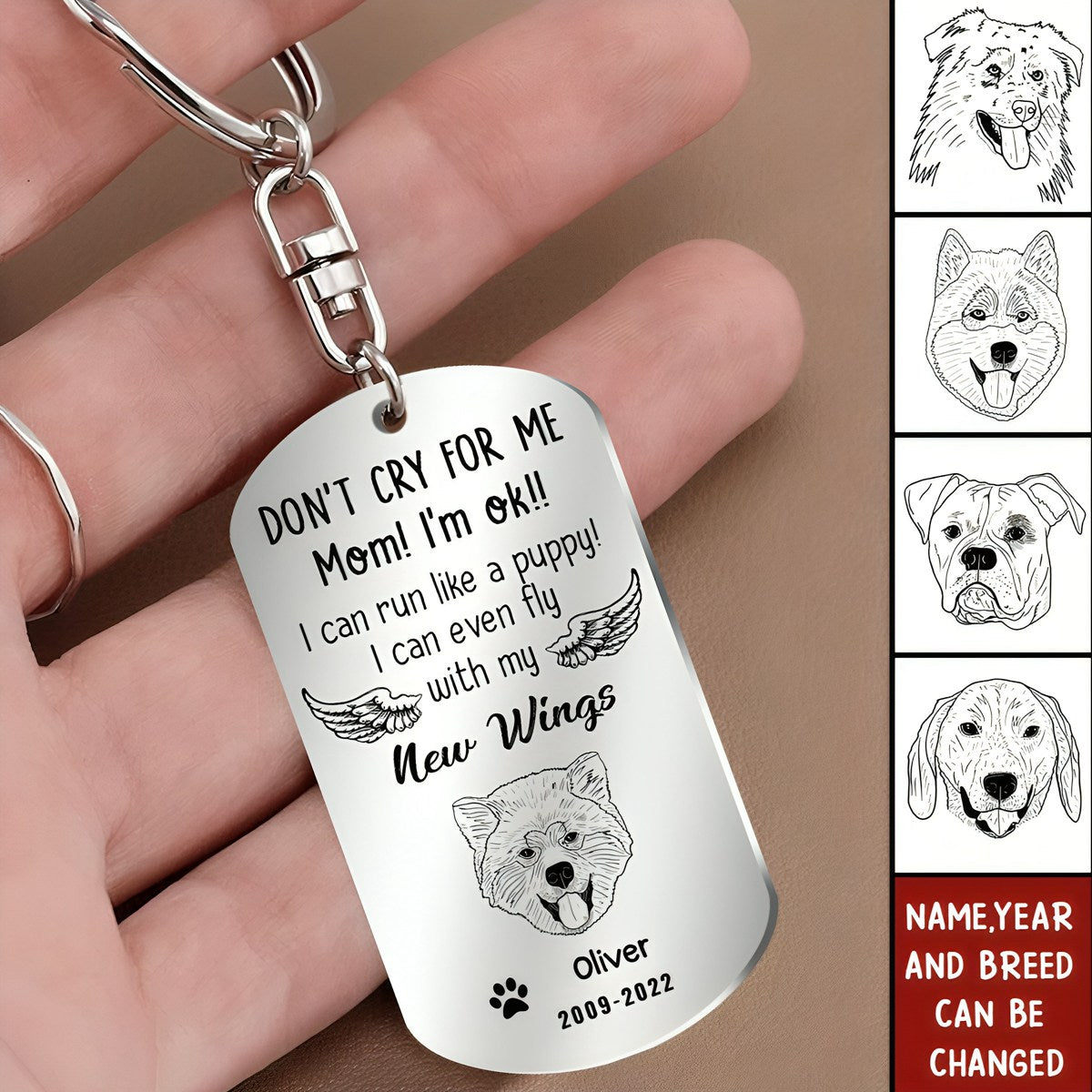Don't Cry For Me Mom Memorial Gift For Dog Mom Stainless Steel Keychain