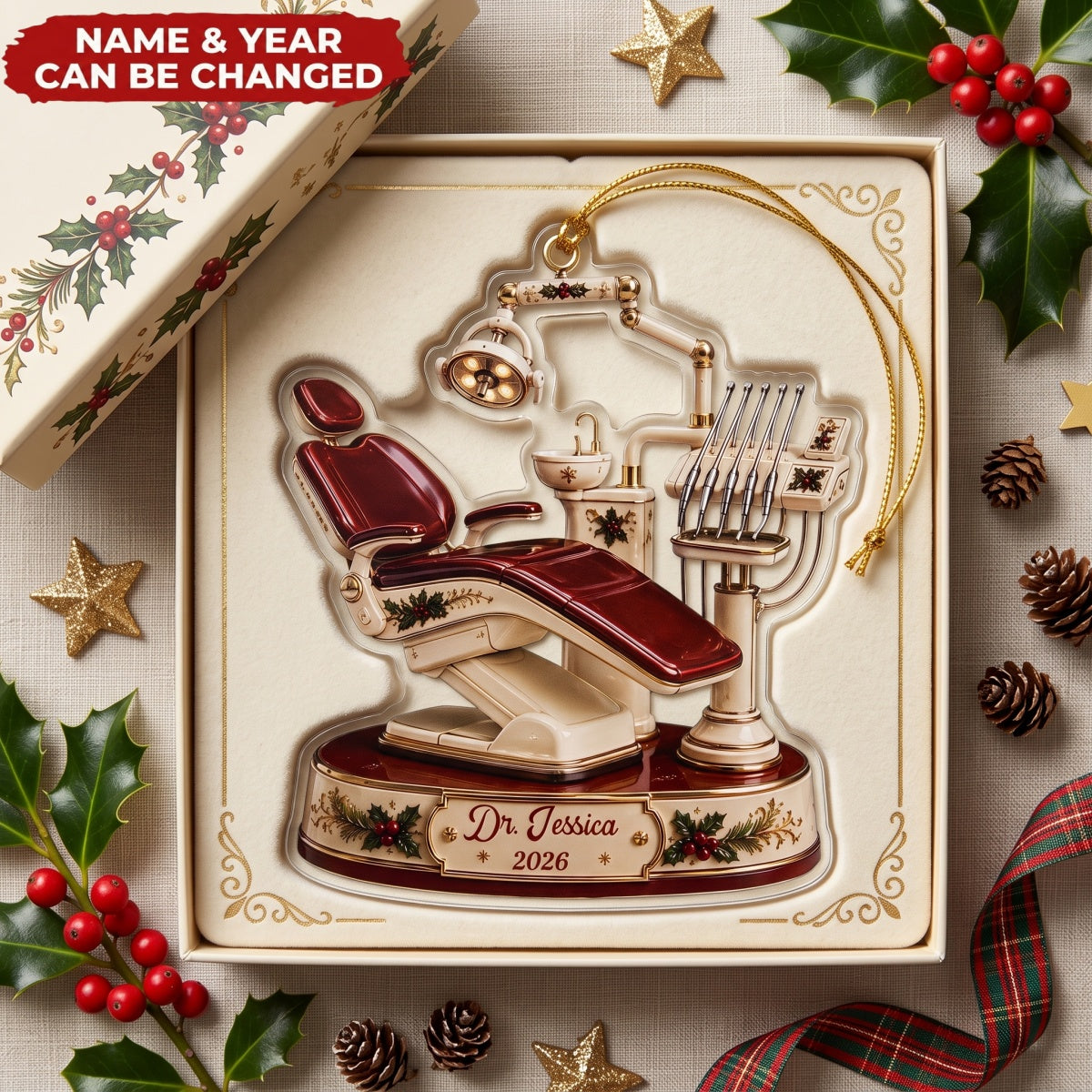Dental Chair – Personalized Acrylic Custom Shape Ornament, Gift for Dentist