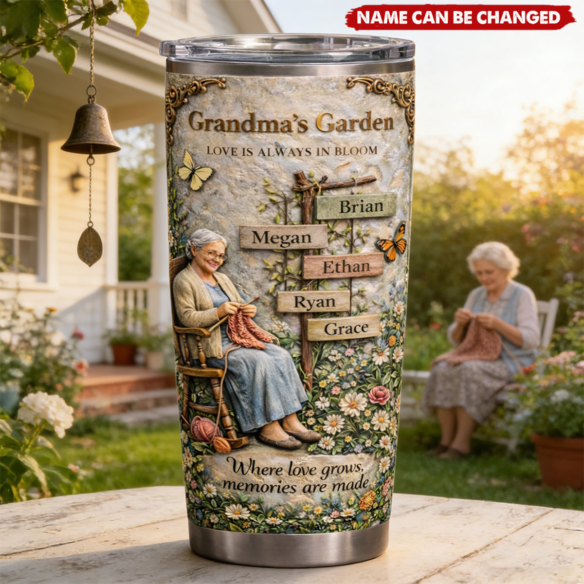 Vintage Grandma's Garden - Personalized Stainless Steel Tumbler, Gifts For Grandma