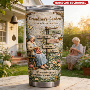 Vintage Grandma's Garden - Personalized Stainless Steel Tumbler, Gifts For Grandma