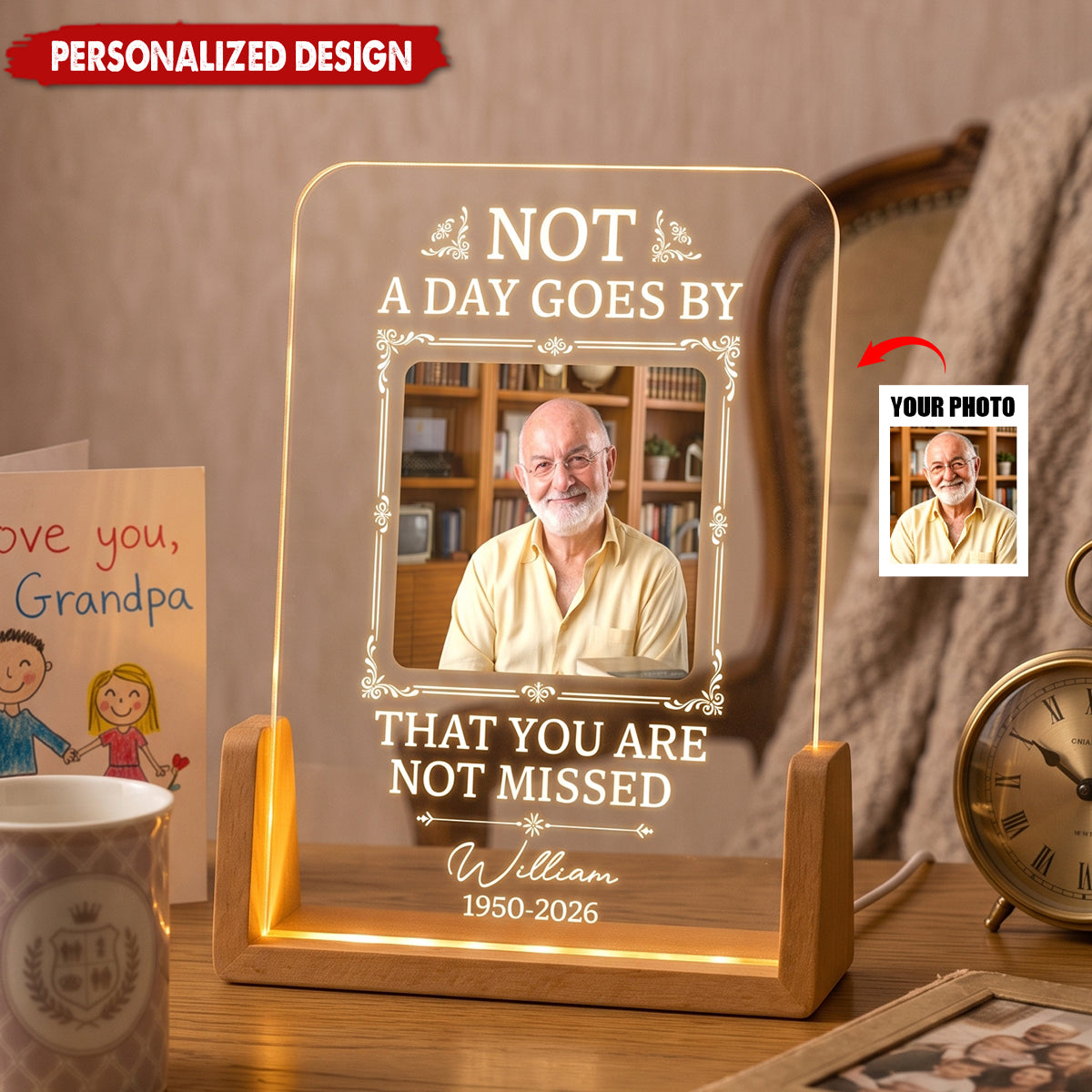 Not A Day Goes By That You Are Not Missed - Personalized Night Light