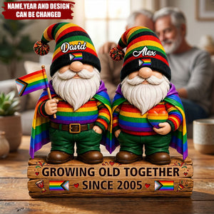 Growing Old Together Since – Personalized Wooden Block, Unique 2D Layered Home Decor