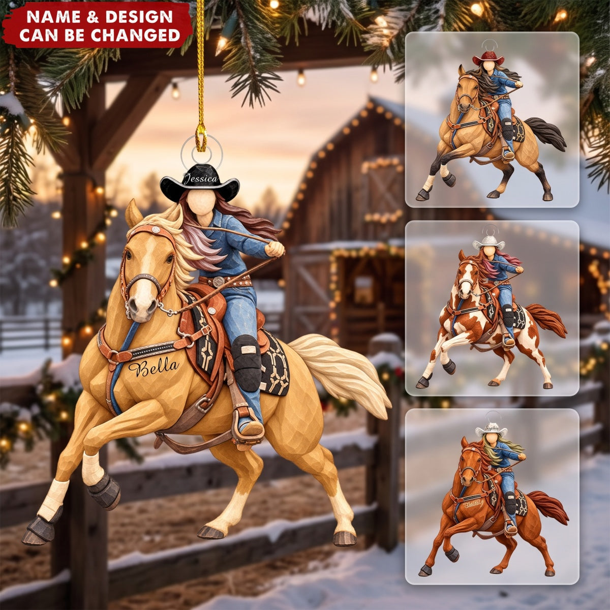 Christmas Cowgirl – Personalized Acrylic Custom Shape Ornament