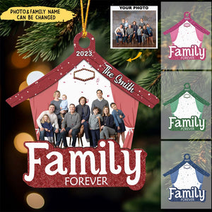 Family Forever - Personalized Custom Photo Mica Ornament - Christmas Gift For Family, Family Members