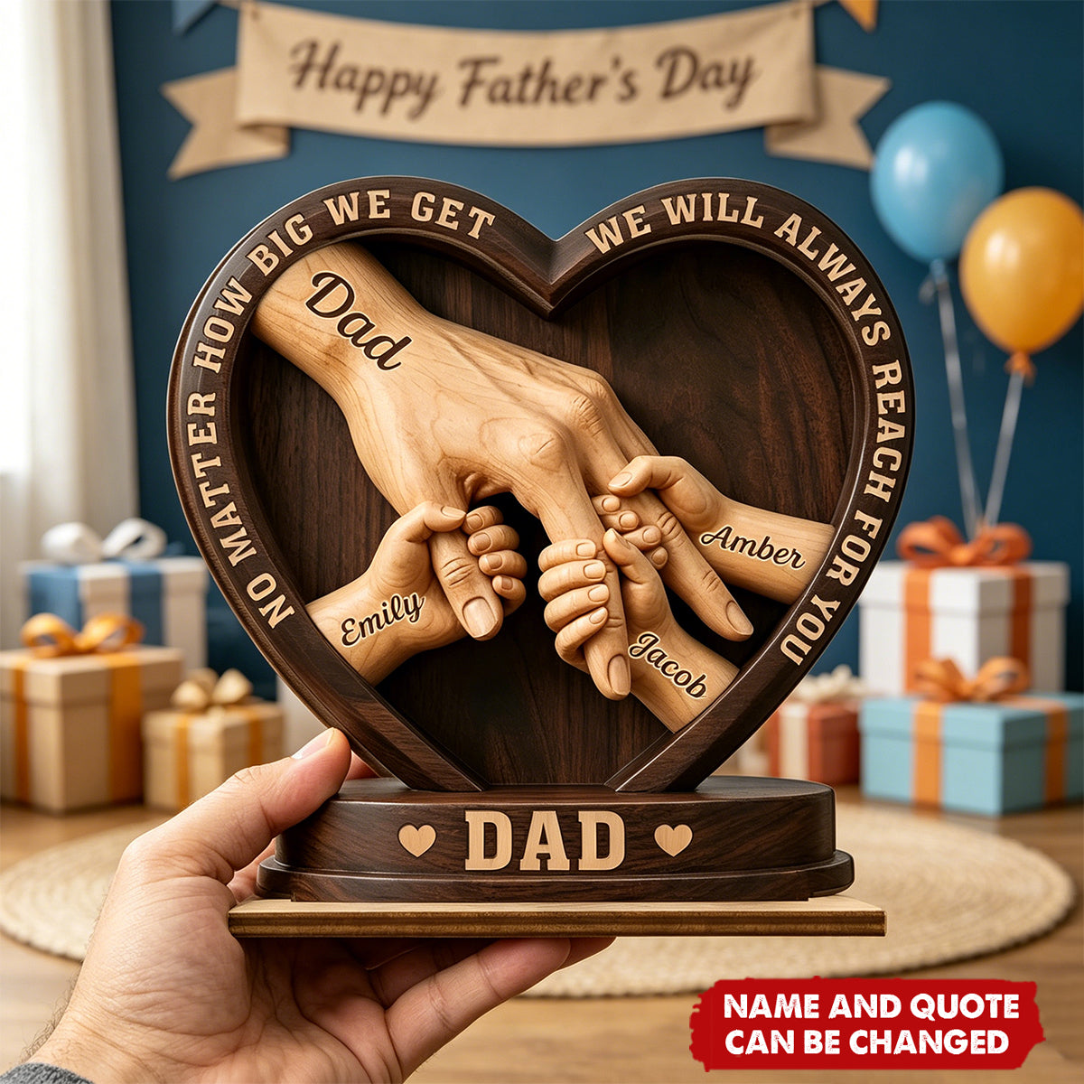 Crafted With Love - Personalized 2-Layered Wooden Plaque, Gifts For Dad, Grandpa