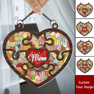 Mom Holds Us All - Personalized Window Hanging Suncatcher Ornament